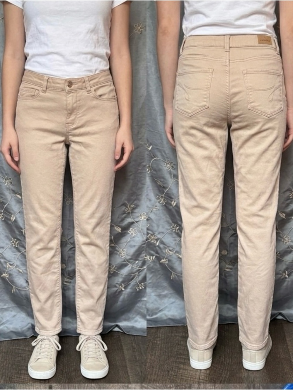 Jordache Junior Miss Straight-Leg Jeans in Light Beige